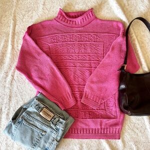 Pink Vintage Turtleneck Knit Sweater